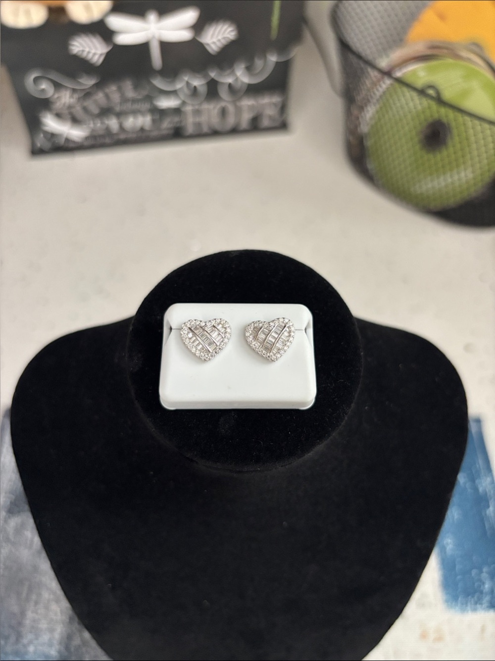 925 Sterling Silver Heart Stud Earrings, 2.0 CTW